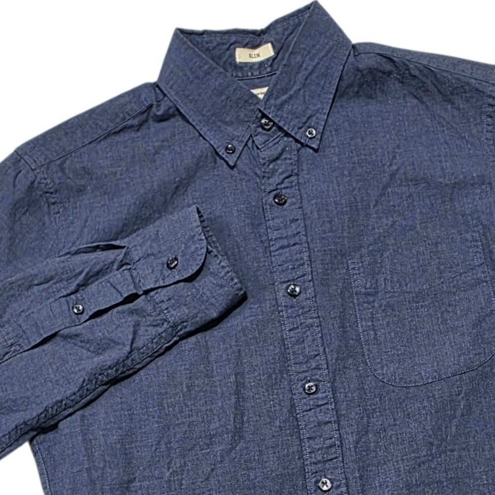 J.Crew Slim Cotton Shirting Button Down Shirt Mens S Blue 100% Cotton LS